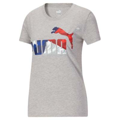 

Футболка Puma Flag Fill Graphic Crew Neck с коротким рукавом женская серая повседневная 670060-0, Grey