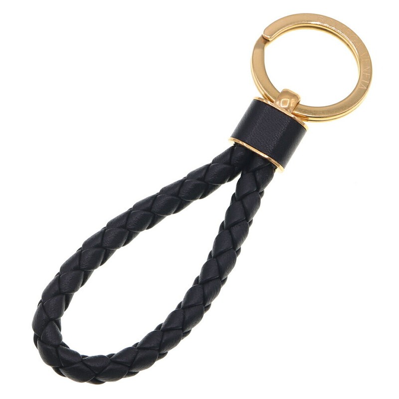 ★BOTTEGA VENETA★ Intrecciato Keyring Brown Gold 651820V0HW BOTTEGA VENETA Key Ring Intrecciato 651820 Black Gold