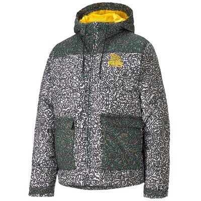 

Puma X Mr Doodle Aop Full Zip Puffer Jacket Womens Green Casual Athletic Outerwe, Зеленый, Puma X Mr Doodle Aop Full Zip Puffer Jacket