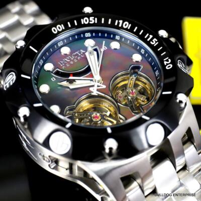 Pre-owned Invicta Reserve Venom Hybrid Double Open Heart Automatic Black Mop Watch
