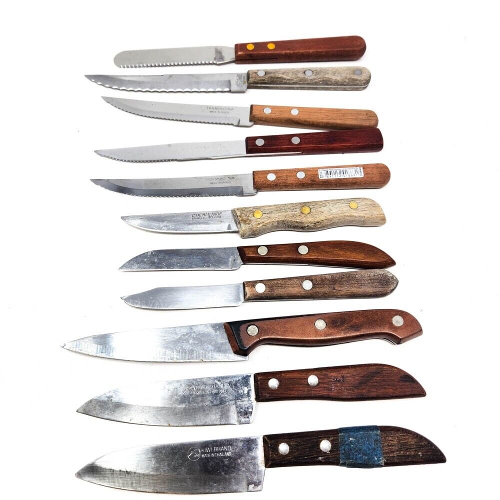 11 Pcs Kiwi, L'Hermitage, Tramontina and Assorted Brands Kitchen Knife Set