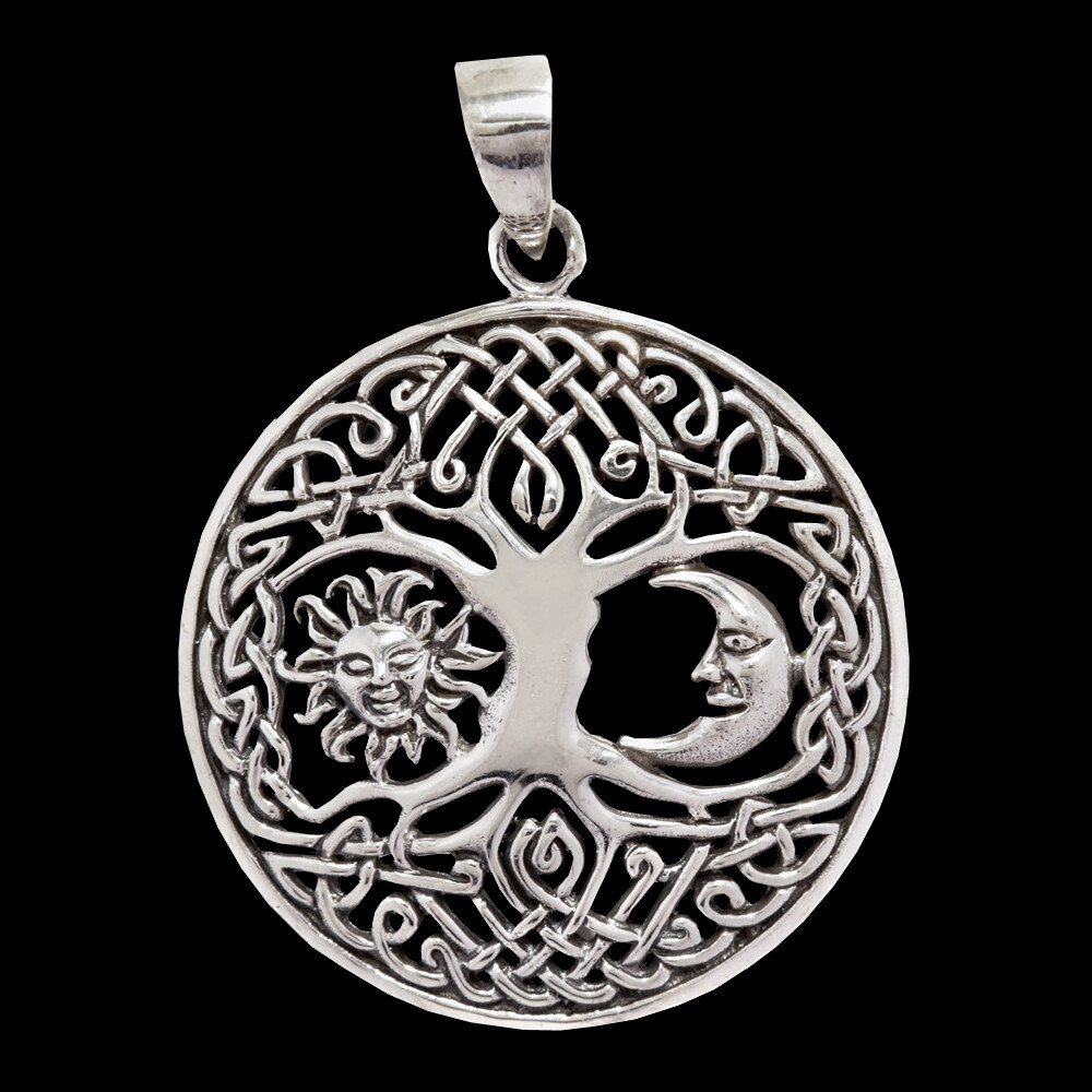 Keltischer Anhanger Baum Mit Sonne Mond Silber Anhanger 925er Silber Ebay