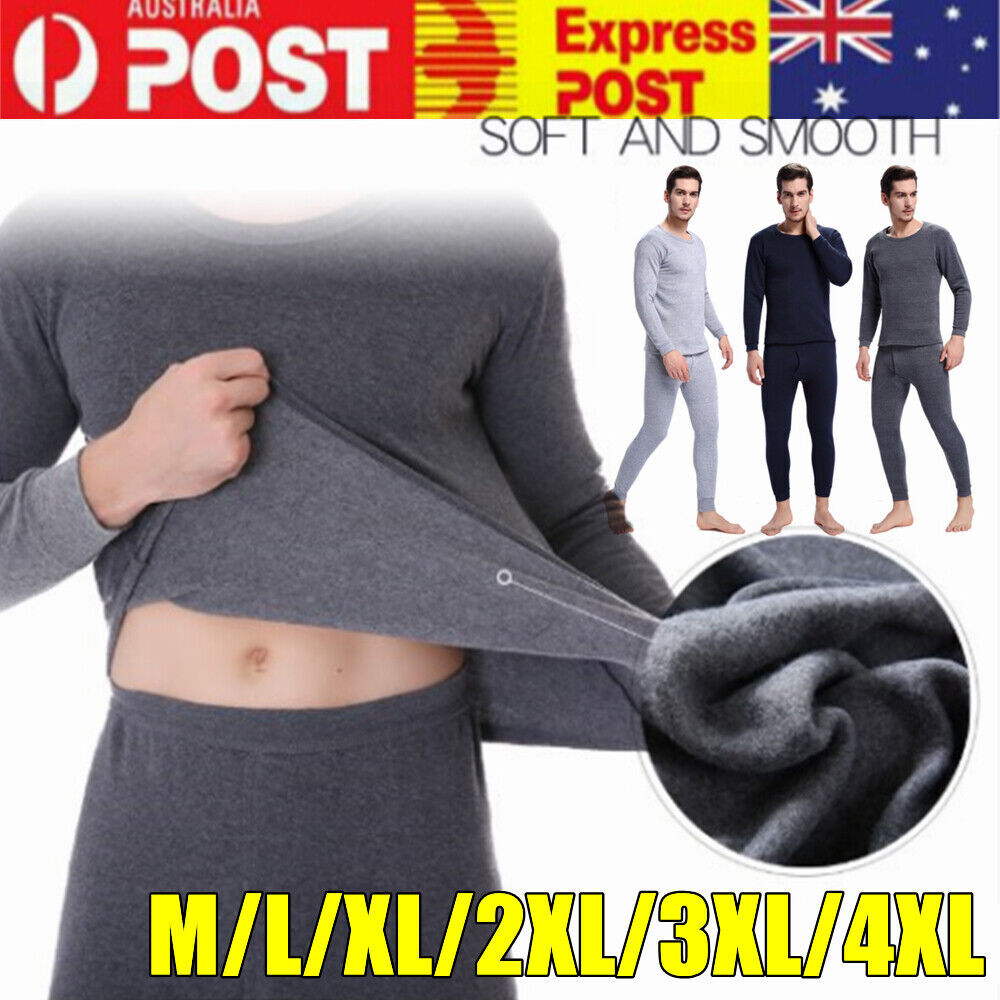 Mens Winter Ultra-Soft Fleece Lined Thermal Top & Bottom Long John Underwear Set