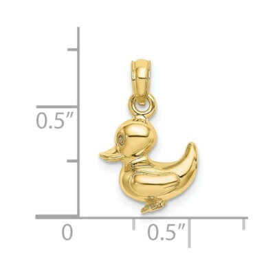 Pre-owned Skyjewelers Real 10kt Yellow Gold 3-d Duckling Charm