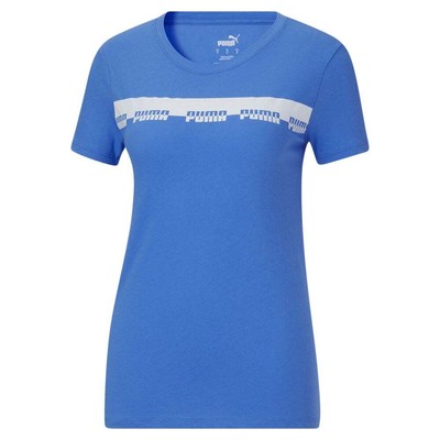 

Футболка Puma Script Crew Neck с коротким рукавом женские синие повседневные топы 588558-65, Синий