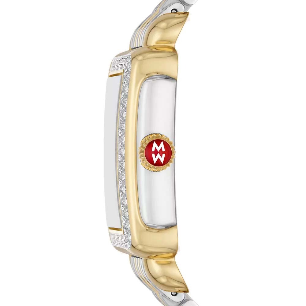 Pre-owned Michele Deco Madison Mid Diamond Two-tone Roman Numeral Dial Watch Mww06g000002