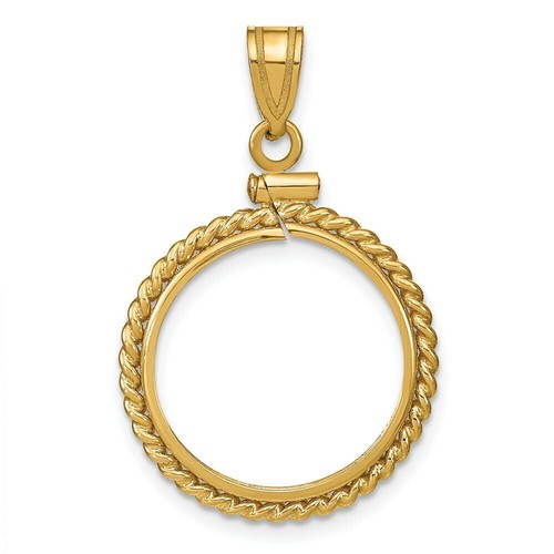 Pre-owned Roy Rose Jewelry Wideband Distinguished 14k Yellow Gold Coin Bezel Pendant Mounting - 16mm-39.5mm