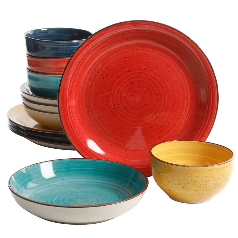 Color Speckle 12  Piece Stoneware Dinnerware Set Gibson Home Service For 4