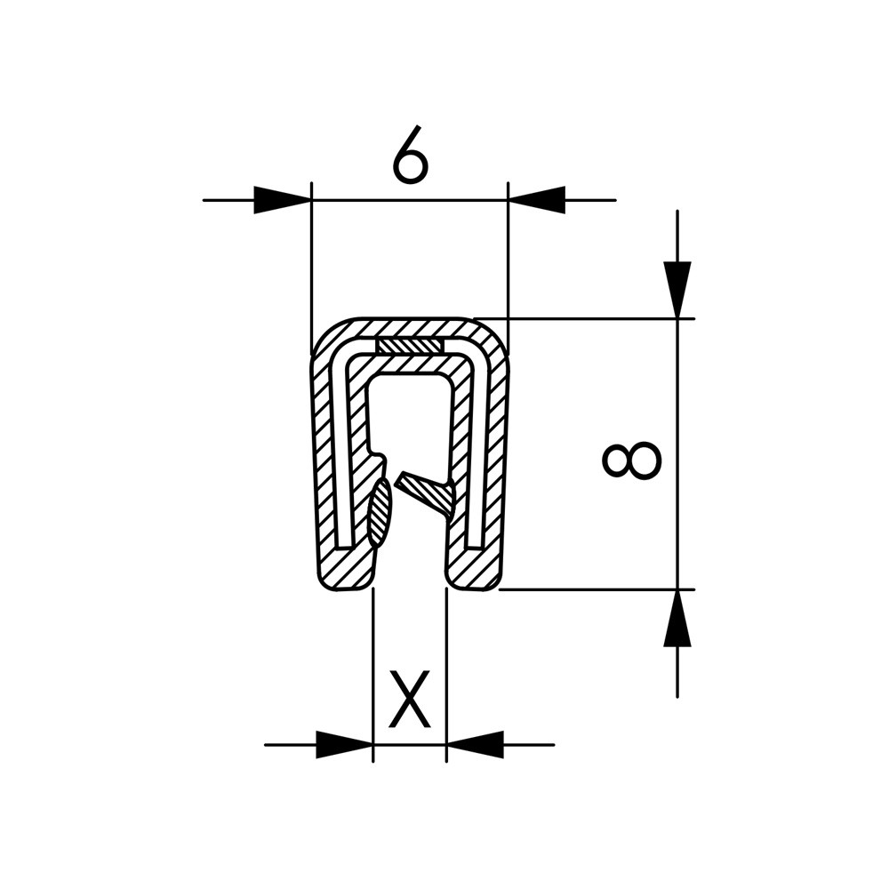 PVC-Kantenschutzprofil, Klemmbereich 0,8 - 1,0 mm Stahlklemmband hellgrau