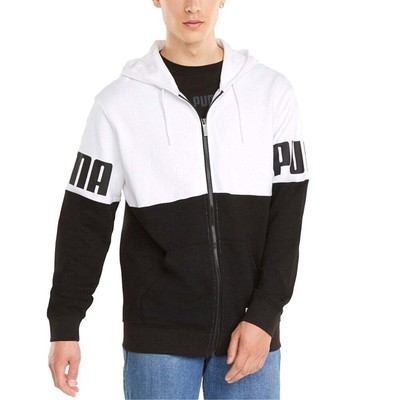 

Puma Power Colorblock Full Zip Hoodie Mens Size  Повседневная спортивная верхняя одежда 847, Белый, Puma Power Colorblock Full Zip Hoodie