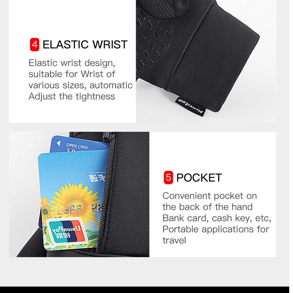 Waterproof Winter Gloves Touch Screen Gloves Mittens & Fleece Beanie Hat Cap Set