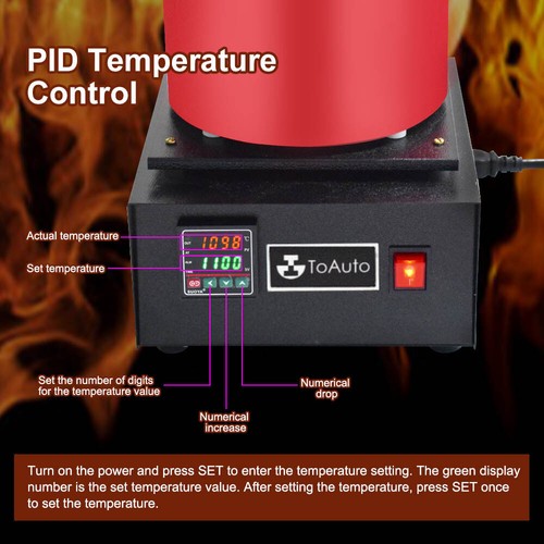 TOAUTO 110V Digital Electric Metal Melting Furnace Melter w/3KG+2KG Crucibles