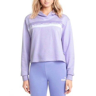 Puma Amplified Cropped Pullover Hoodie Plus Женская пурпурная повседневная верхняя одежда 58933