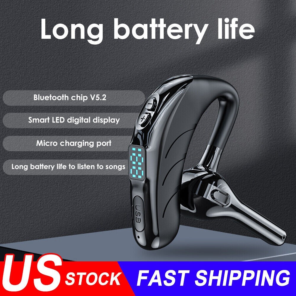 Trucker Wireless Bluetooth 5.2 Earpiece Headset Earbud Noise Cancelling Mic US