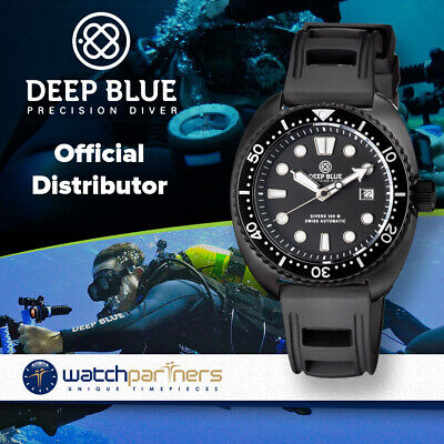 Deep Blue MILITARY DIVER 300 Swiss Automatic watch 44mm PVD Blk Bezel Black dial