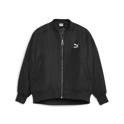 

Puma T7 Shiny Full Zip Bomber Jacket Женская черная повседневная спортивная верхняя одежда 6216, Черный, Puma T7 Shiny Full Zip Bomber Jacket