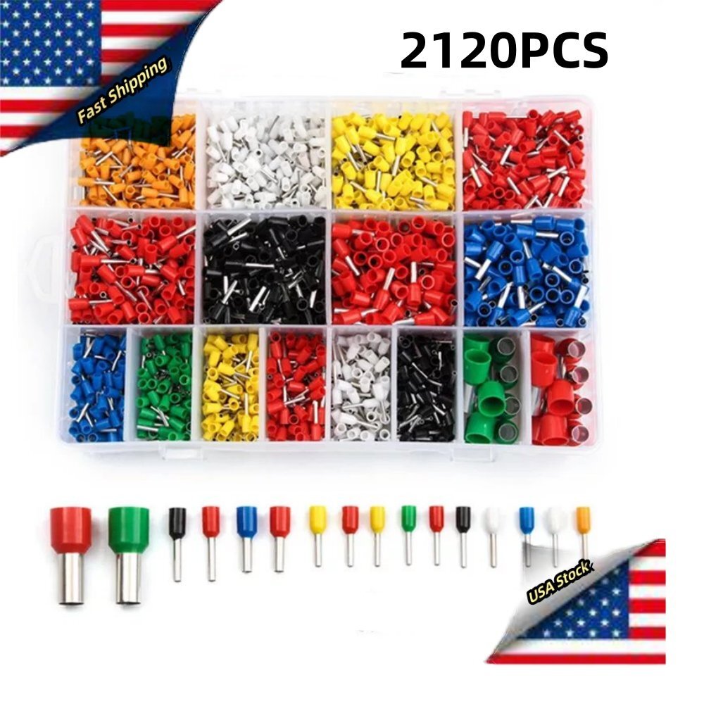 2120PCS Electrical Wire Connectors Cord Pin End Bootlace Ferrule Crimp Terminals