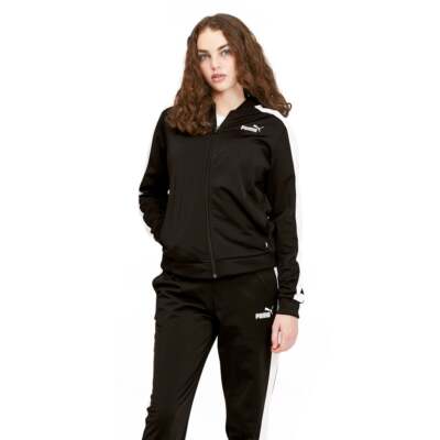 

Puma Contrast Tricot Full Zip Jacket Женская черная повседневная спортивная верхняя одежда 8489, Черный, Puma Contrast Tricot Full Zip Jacket