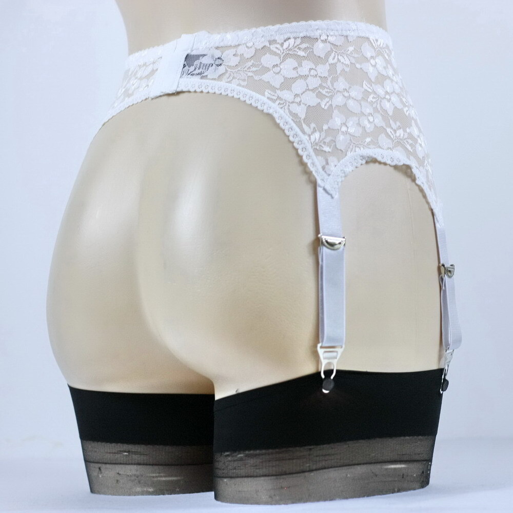 Luxallacki Hollow Lace Floral Garter Belt with 6 Straps Metal Clasp Lingerie