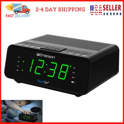 Emerson Smartset Dual Alarm Clock Radio with AM/FM Radio, Dimmer, Sleep Timer an