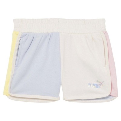 

Puma Luminous Colorblock Shorts Youth Girls Blue Casual 85866601, Синий, Puma Luminous Colorblock Shorts Youth