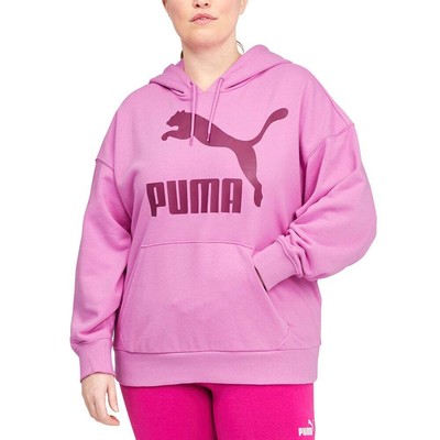 Puma Classics Logo Pullover Hoodie Plus Женская розовая повседневная верхняя одежда 531860-15