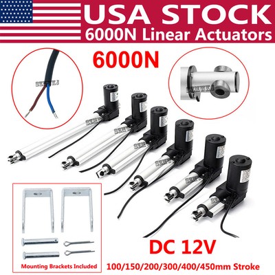 4"-18" 6000N Electric Linear Actuator 1320lbs Max Lift Heavy Duty 12V DC Motor