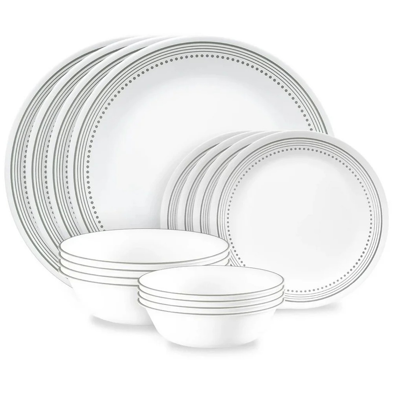 Corelle Classic Mystic Gray 16-Pieces Dinnerware Set, Service for 4