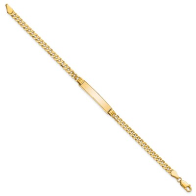 Pre-owned Superdealsforeverything Real 10kt Yellow Gold Flat Curb Link Id Chain Bracelet; 7 Inch; Lobster Clasp