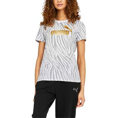 

Женские белые повседневные топы Puma Tiger Aop Crew Neck с коротким рукавом 670509-02, Белый