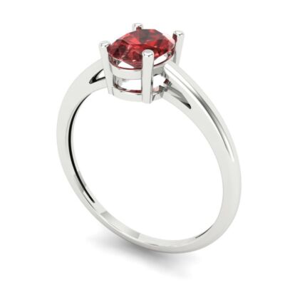Pre-owned Pucci 1 Ct Oval Designer Statement Bridal Classic Real Red Garnet Ring 14k White Gold