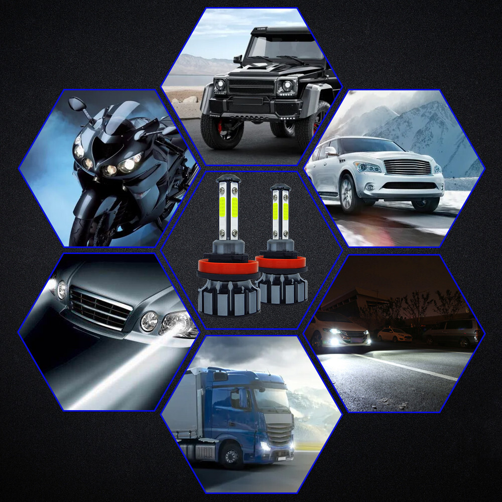 4-Sides H11 LED Headlight Kit Low Beam Bulb Super Bright 6500K White 1000000LM