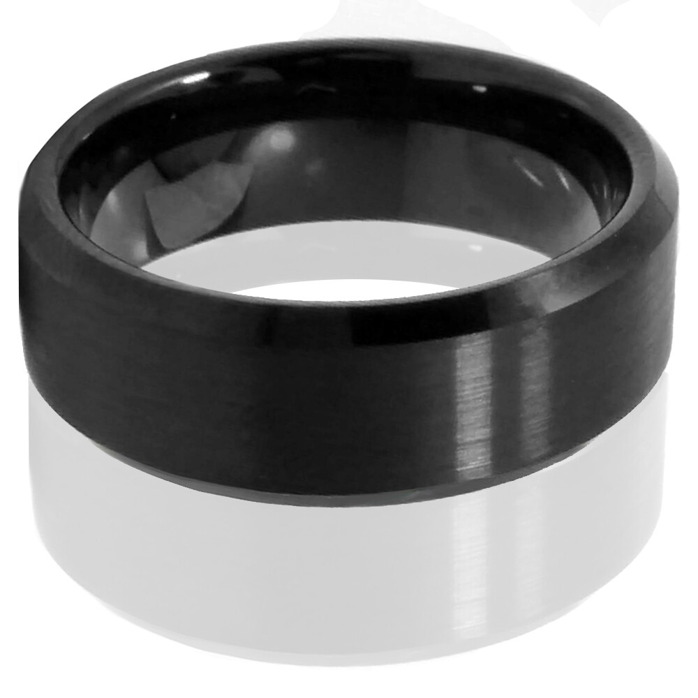 🔥 NEW Black Tungsten Carbide Wedding Band Ring Mens Brushed Center Comfort Fit 