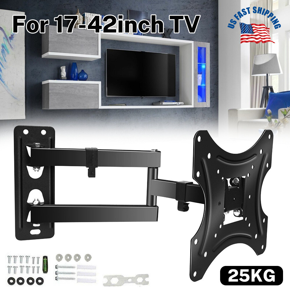 US LCD LED TV WALL MOUNT BRACKET FULL MOTION SWIVEL 17 22 24 26 32 37 40 42 INCH