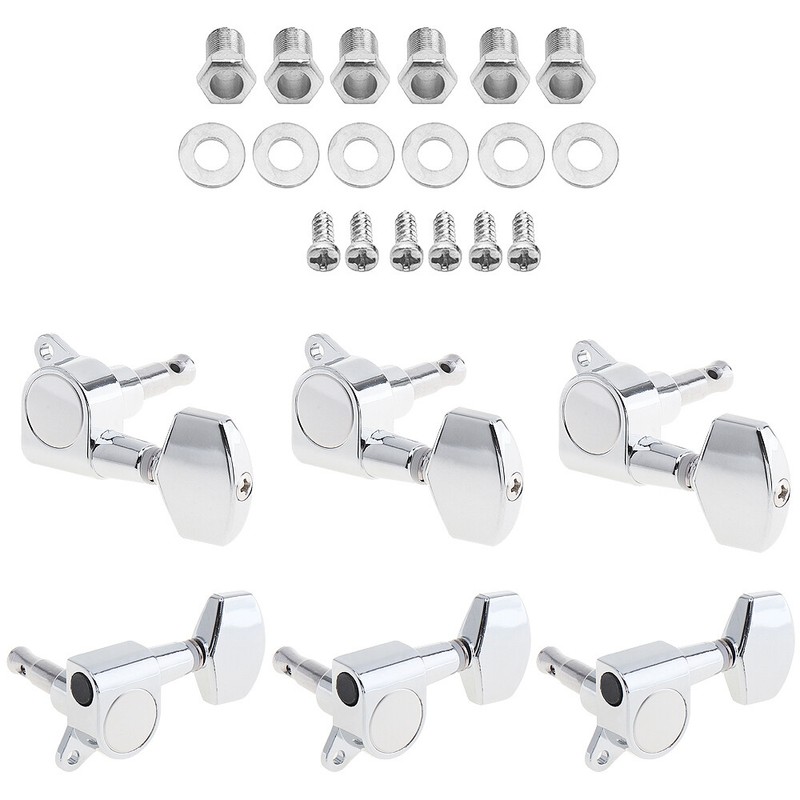 6pcs Acoustic Guitar Tuning Pegs Tuners Machine Heads Chrome Electric Part 3r3l