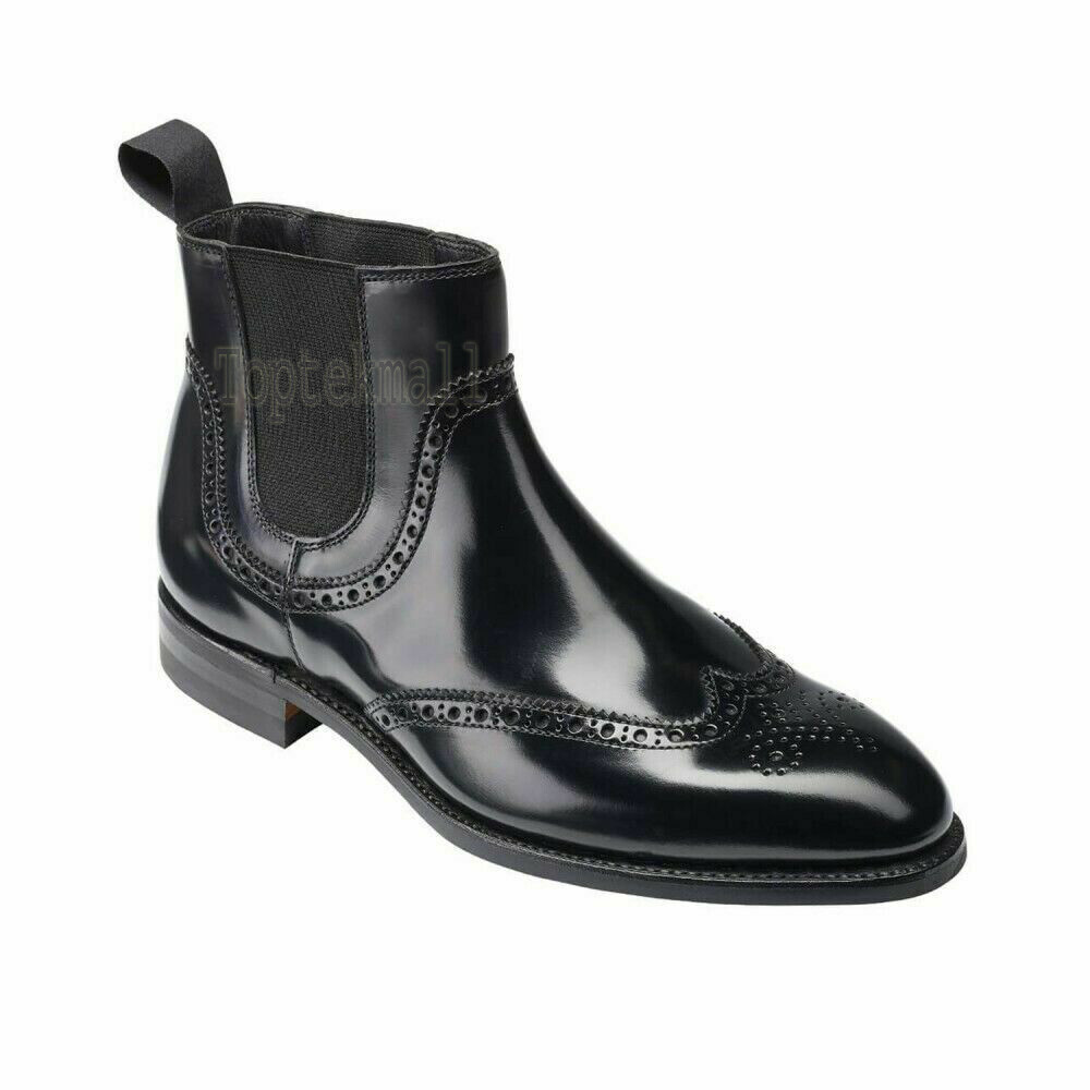 Pre-owned Handmade Women's Leather Oxford Brogue Wingtip Chelsea Fashion Boots-561 In All Colors Available