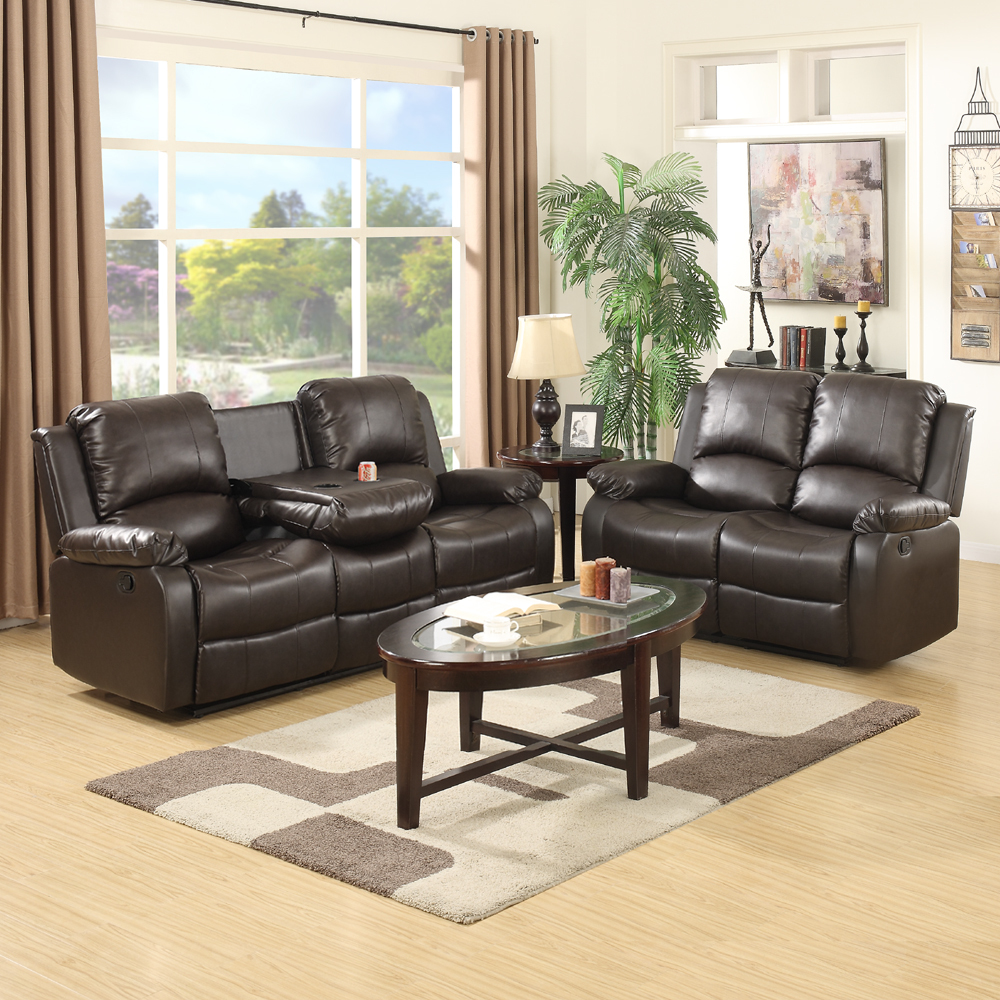 Details About Leather Recliner Sofa Set Loveseat Chaise Couch 3 2 Seaters Brown Living Room