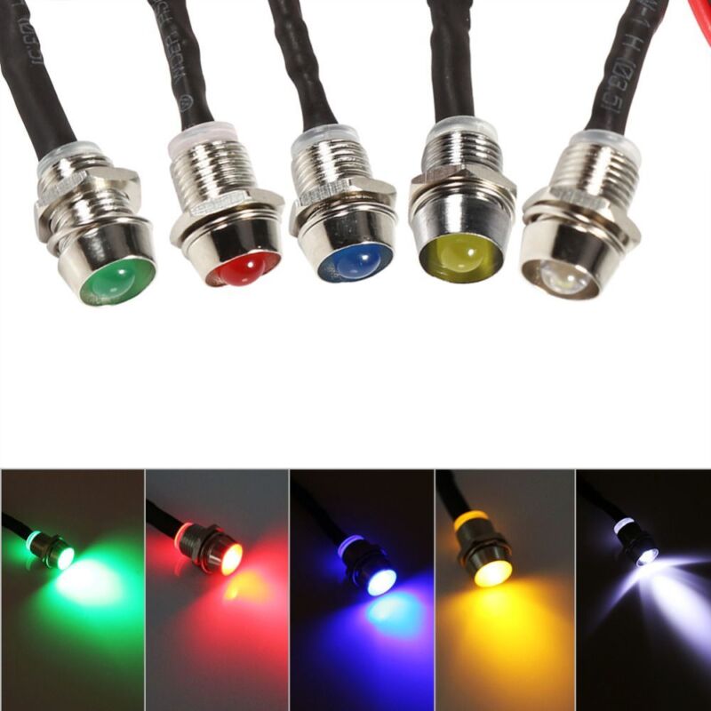 Car Boat Indicator Light 12V 8mm LED Pilot Dash Panel Warning Single Lamp F B5E2