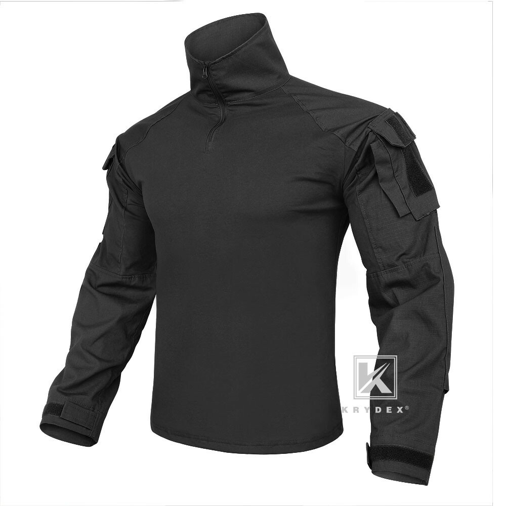 KRYDEX G3 Combat Shirt Long Sleeve with Tactical Elbow Pads Tops Black Paintball