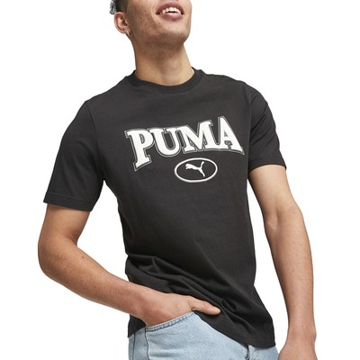 Футболка с коротким рукавом и круглым вырезом от Puma Squad с графическим рисунком, мужские черные повседневные топы 6760130