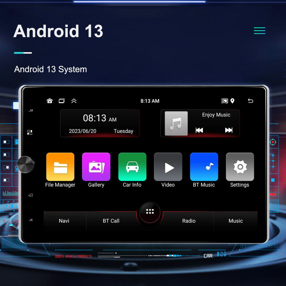 Android 13 10.4'' 1 Din Carplay Car Radio GPS WIFI BT Touch Screen Stereo Camera