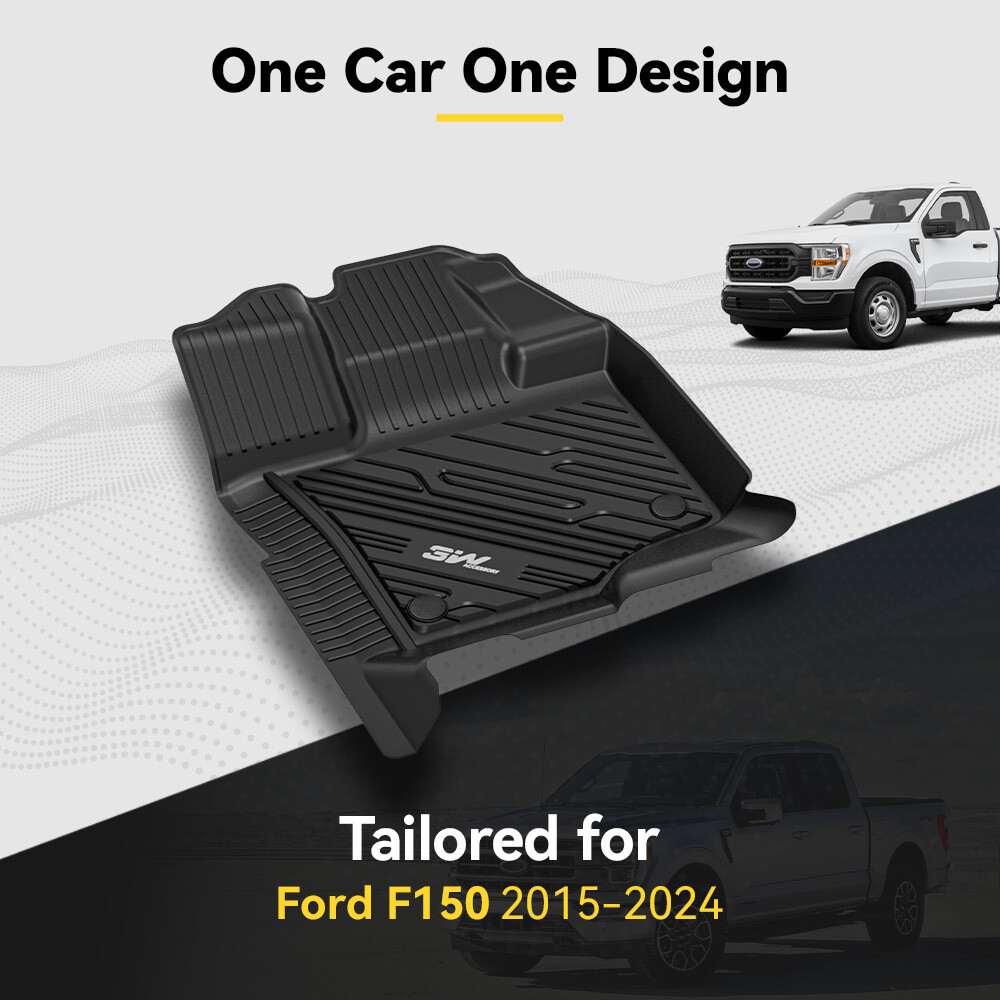 3W TPE Floor Mats for 2015-2024 Ford F-150/F-150 Lightning Super Crew Cab Liner