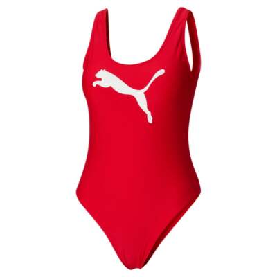 

Puma 1Pc Scoop Back One Swimsuit Womens Red Casual Athletic 85925201, Красный