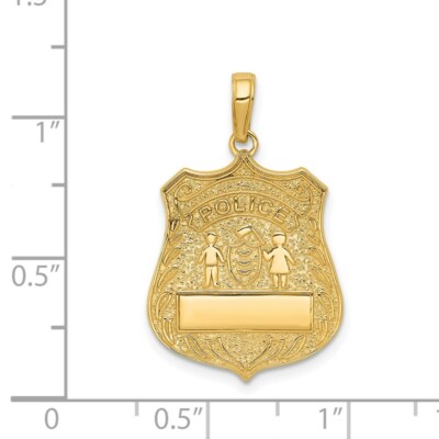 Pre-owned Superdealsforeverything Real 14kt Yellow Gold Large Police Badge Pendant