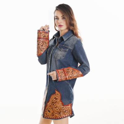 Pre-owned Darling Ad 100% Cotton Denim Women Shirt Jacket Dress Ladies Girl Top In Not Available