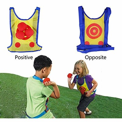 2 Pack Kids Dodgeball Tag Sticky Vest Set Outdoor Throwing Target Game With 1 