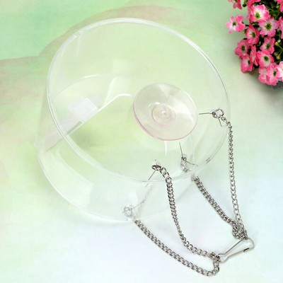  Hanging Feeding Bowl Bird Cage Feeder Transparent Window Small