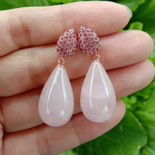 Rose quartz clearance drop earrings