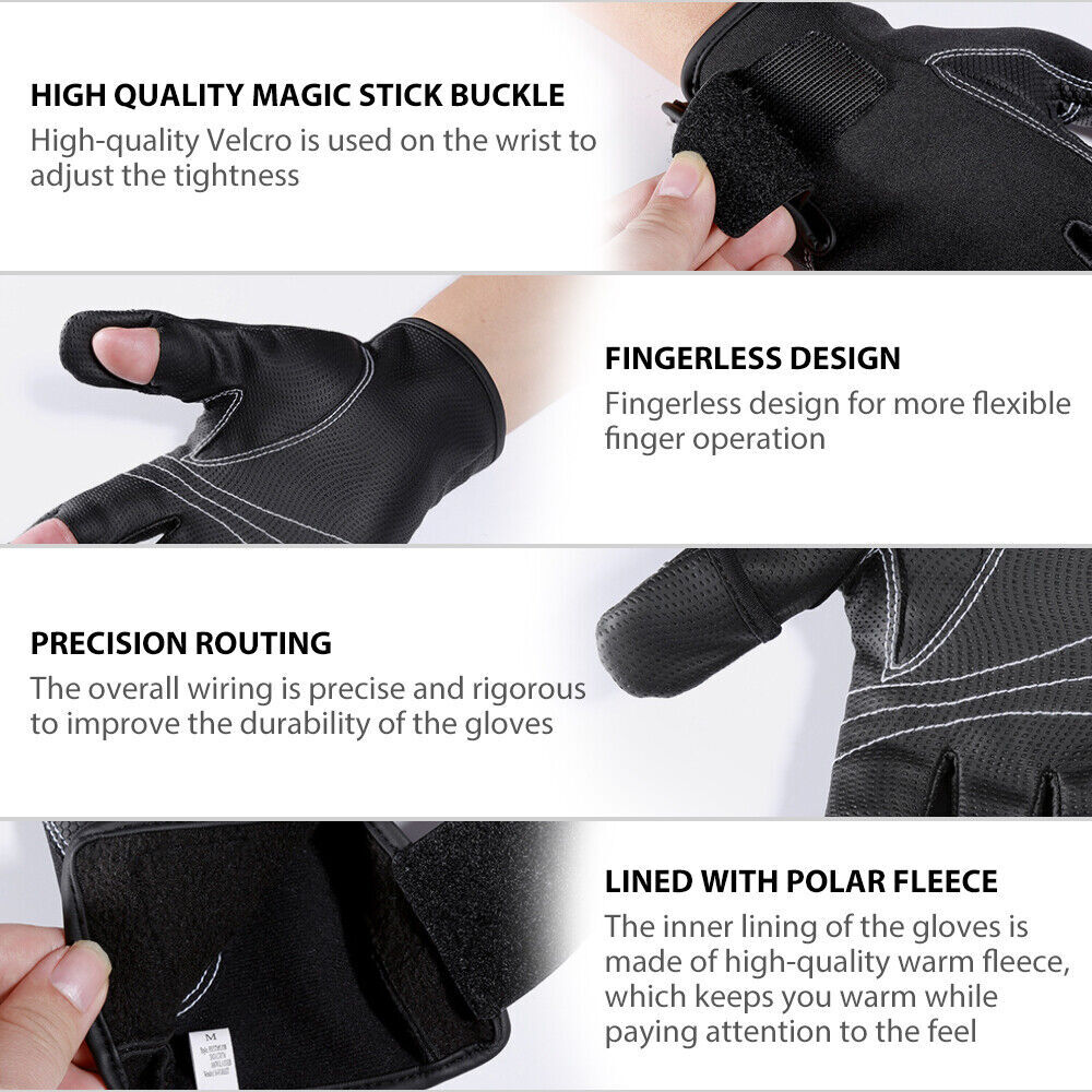 2 Seam Gloves Fishing Gloves Neoprene Fleece Waterproof Warm Full Finger Gloves