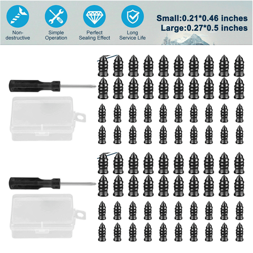 20-80PC Tire Repair Rubber Nail Car Tire Repair Screw in Rubber Plug Nail Vacuum